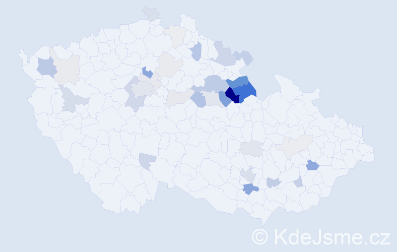 Příjmení: 'Forejtková', počet výskytů 107 v celé ČR