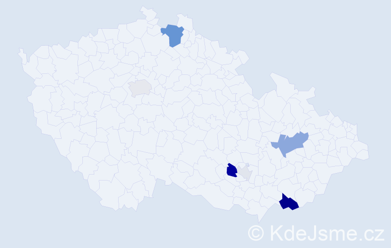 Příjmení: 'Zimovčák', počet výskytů 19 v celé ČR