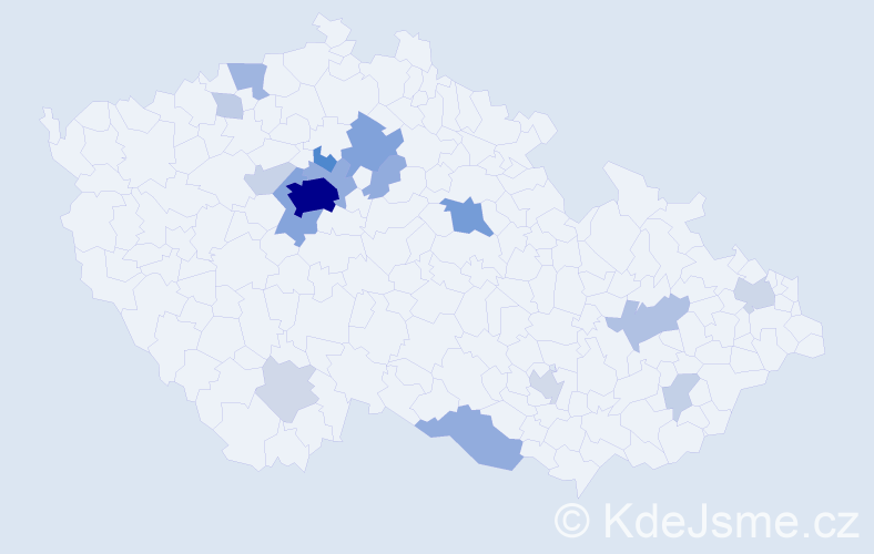 Příjmení: 'Hu', počet výskytů 119 v celé ČR