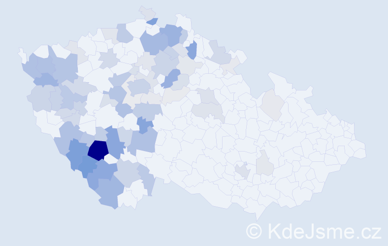 Příjmení: 'Ouředník', počet výskytů 269 v celé ČR