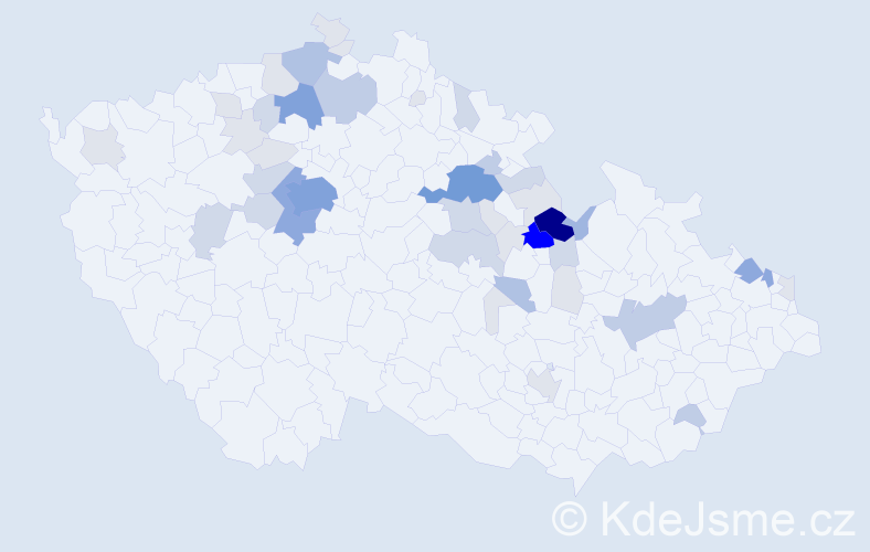 Příjmení: 'Kacálek', počet výskytů 157 v celé ČR