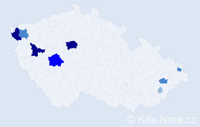 Příjmení: 'Čmok', počet výskytů 22 v celé ČR