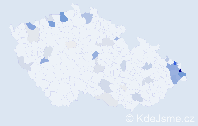 Příjmení: 'Cichý', počet výskytů 124 v celé ČR