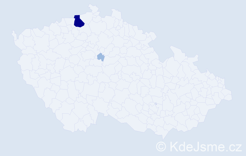 Příjmení: 'Chybná', počet výskytů 5 v celé ČR