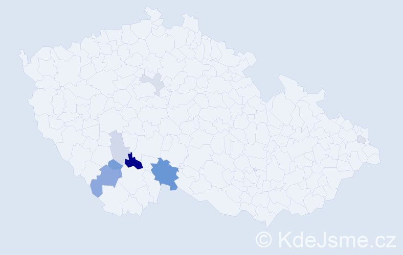 Příjmení: 'Bejna', počet výskytů 15 v celé ČR