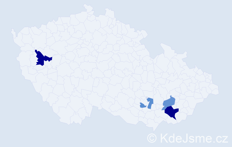 Příjmení: 'Machaníčková', počet výskytů 7 v celé ČR