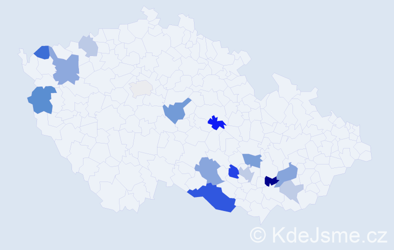 Příjmení: 'Frecerová', počet výskytů 31 v celé ČR