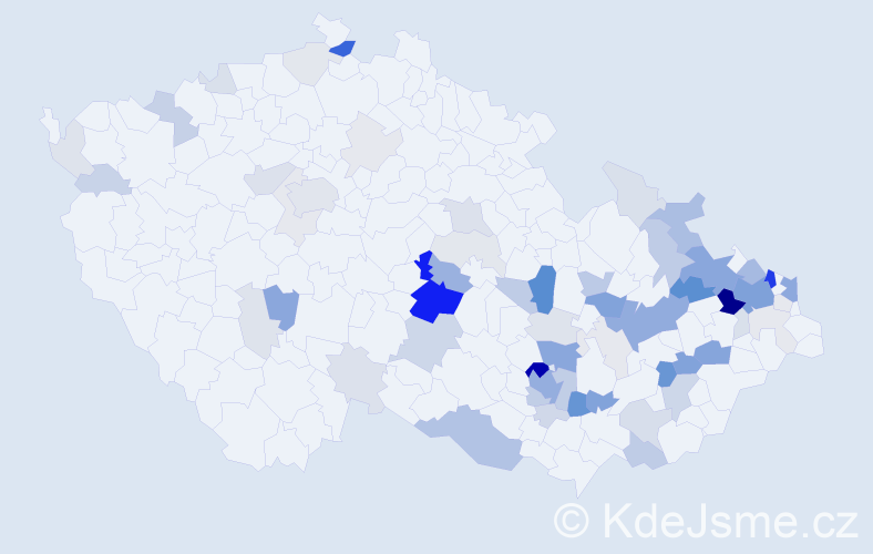 Příjmení: 'Kudla', počet výskytů 235 v celé ČR