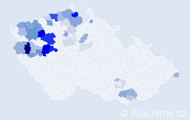 Příjmení: 'Šrédl', počet výskytů 152 v celé ČR