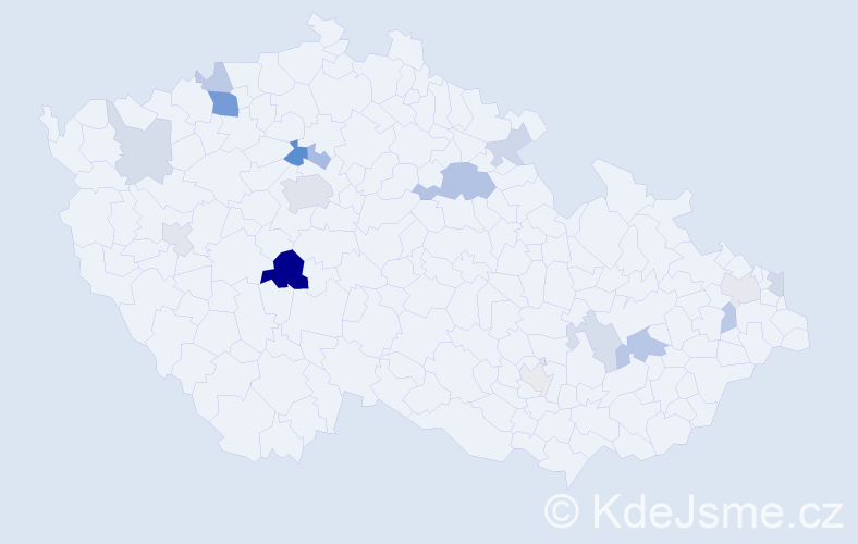 Příjmení: 'Student', počet výskytů 34 v celé ČR
