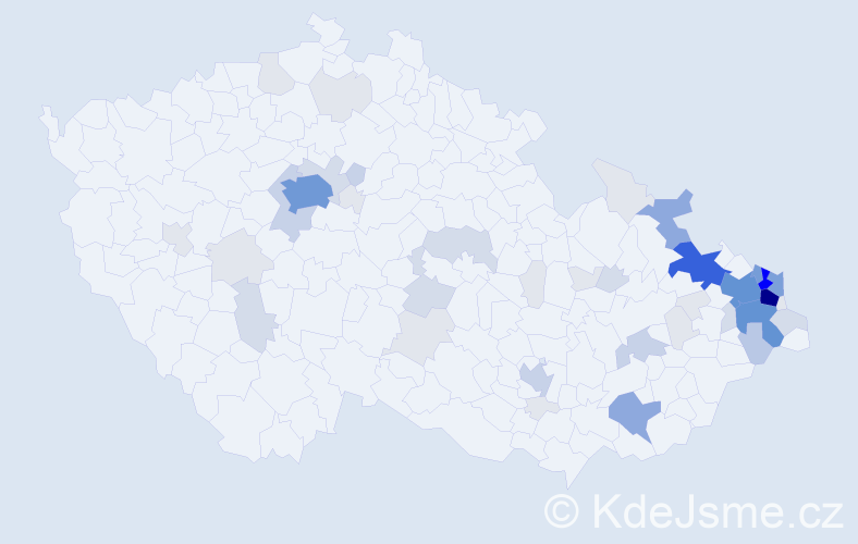 Příjmení: 'Durčák', počet výskytů 204 v celé ČR
