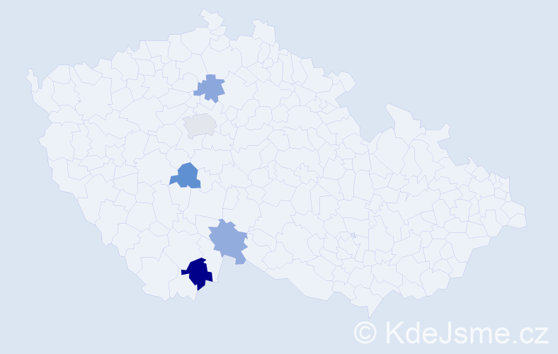 Příjmení: 'Vegrová', počet výskytů 7 v celé ČR