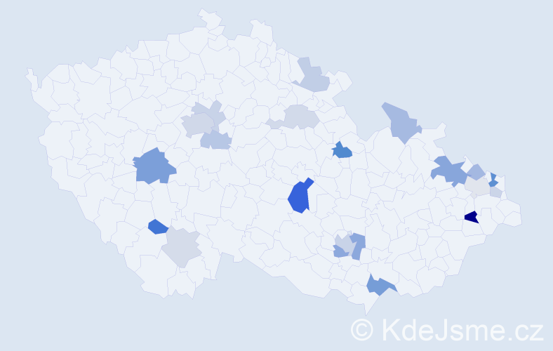 Příjmení: 'Kántor', počet výskytů 43 v celé ČR