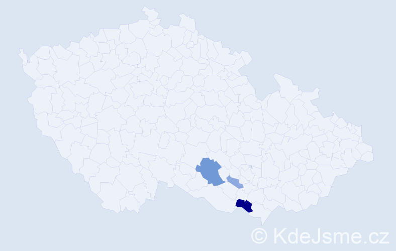 Příjmení: 'Mikulanec', počet výskytů 9 v celé ČR