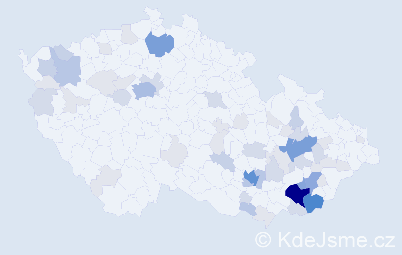 Příjmení: 'Bičanová', počet výskytů 173 v celé ČR