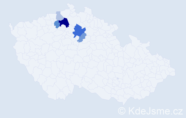 Příjmení: 'Potor', počet výskytů 12 v celé ČR