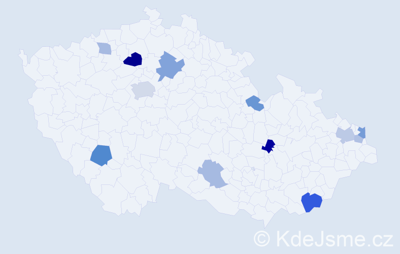 Příjmení: 'Kánová', počet výskytů 23 v celé ČR