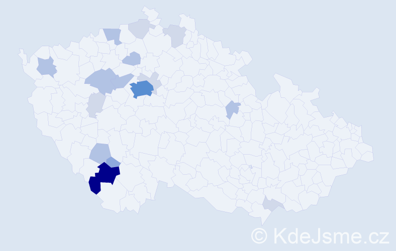 Příjmení: 'Maun', počet výskytů 45 v celé ČR