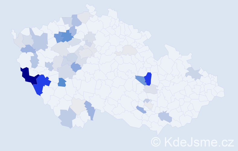Příjmení: 'Kresl', počet výskytů 132 v celé ČR