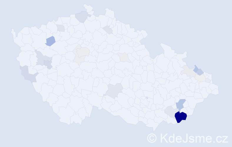 Příjmení: 'Kelíšek', počet výskytů 89 v celé ČR