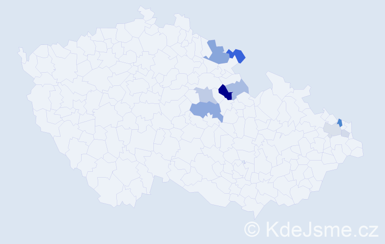 Příjmení: 'Krišťák', počet výskytů 22 v celé ČR