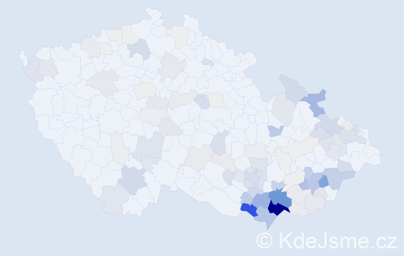 Příjmení: 'Bravenec', počet výskytů 367 v celé ČR
