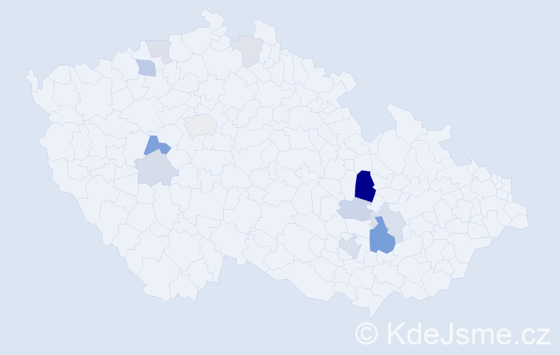Příjmení: 'Kanka', počet výskytů 25 v celé ČR