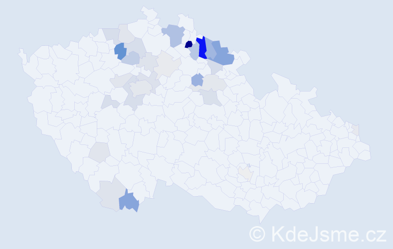 Příjmení: 'Udatný', počet výskytů 95 v celé ČR