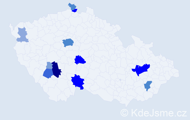 Příjmení: 'Kulha', počet výskytů 44 v celé ČR
