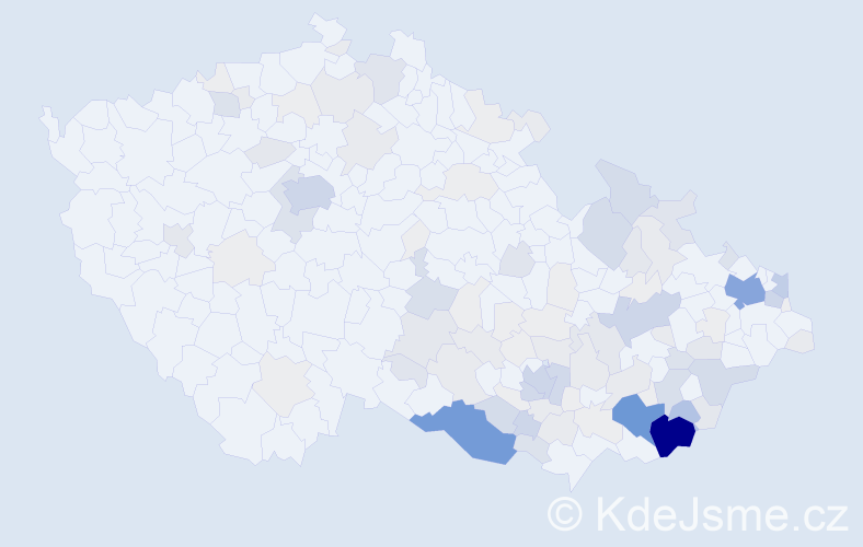 Příjmení: 'Kročil', počet výskytů 472 v celé ČR
