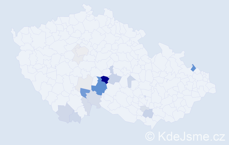 Příjmení: 'Tošerová', počet výskytů 57 v celé ČR