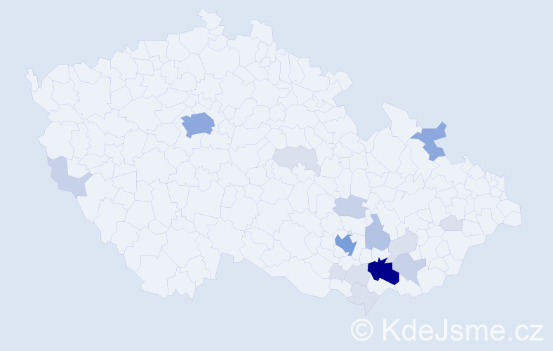 Příjmení: 'Trumpeš', počet výskytů 56 v celé ČR