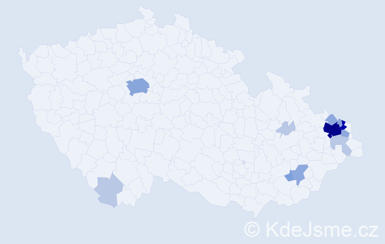 Příjmení: 'Starostka', počet výskytů 63 v celé ČR
