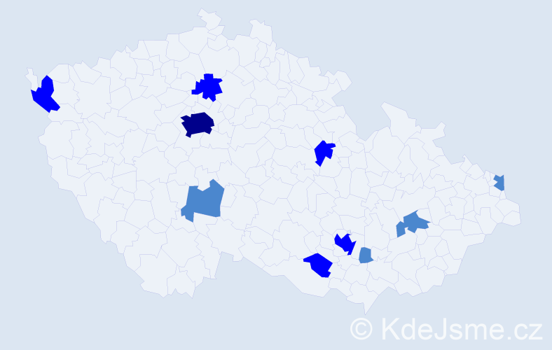 Příjmení: 'Rebro', počet výskytů 17 v celé ČR