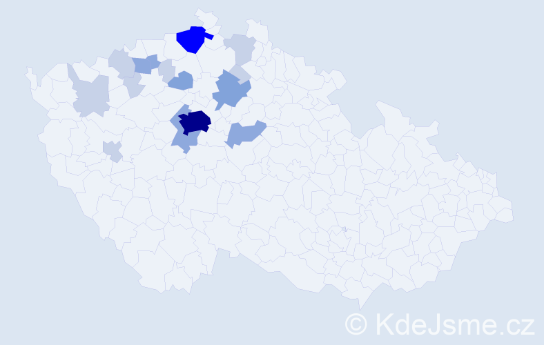 Příjmení: 'Kybal', počet výskytů 42 v celé ČR