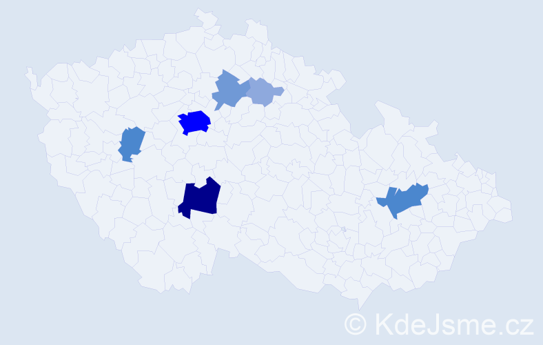 Příjmení: 'Muž', počet výskytů 19 v celé ČR