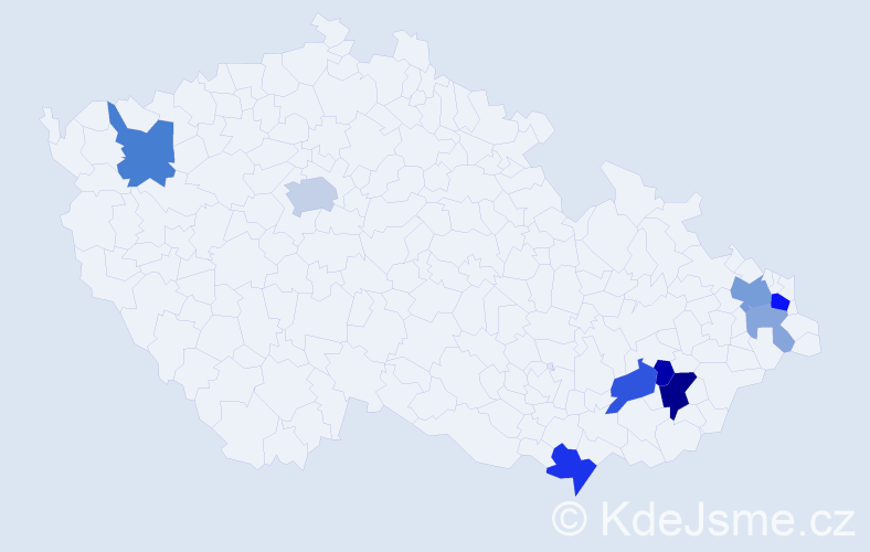 Příjmení: 'Rerko', počet výskytů 21 v celé ČR