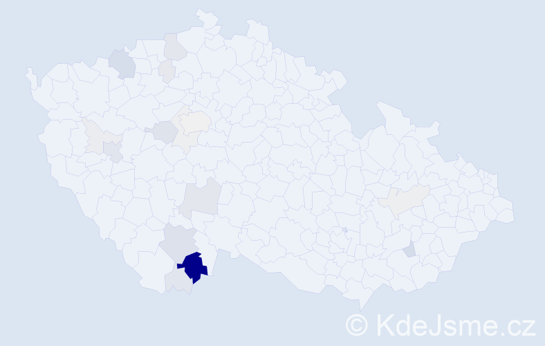 Příjmení: 'Frdlíková', počet výskytů 66 v celé ČR