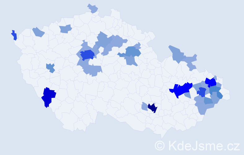 Příjmení: 'Medveďová', počet výskytů 90 v celé ČR