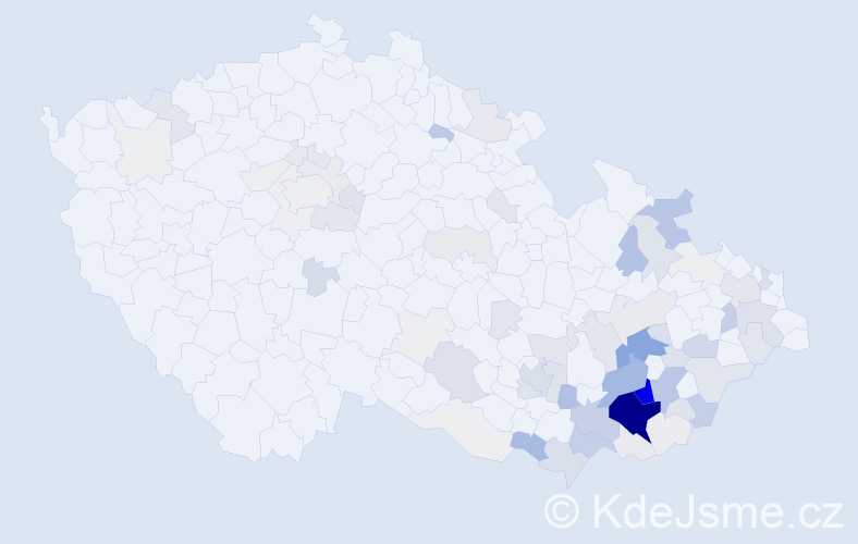 Příjmení: 'Čevela', počet výskytů 338 v celé ČR