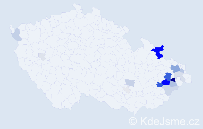 Příjmení: 'Korabečná', počet výskytů 44 v celé ČR