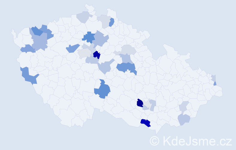 Příjmení: 'Čičmanec', počet výskytů 56 v celé ČR