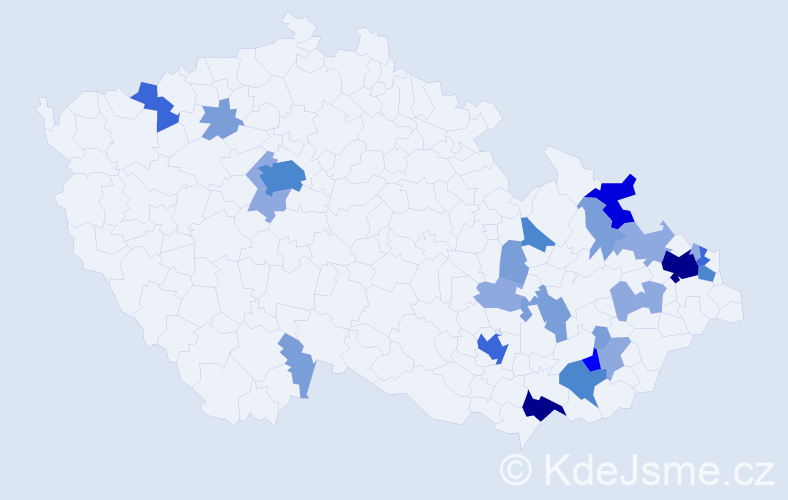 Příjmení: 'Mokrášová', počet výskytů 69 v celé ČR