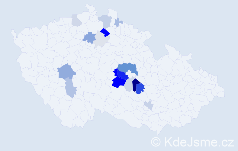 Příjmení: 'Prostřední', počet výskytů 64 v celé ČR