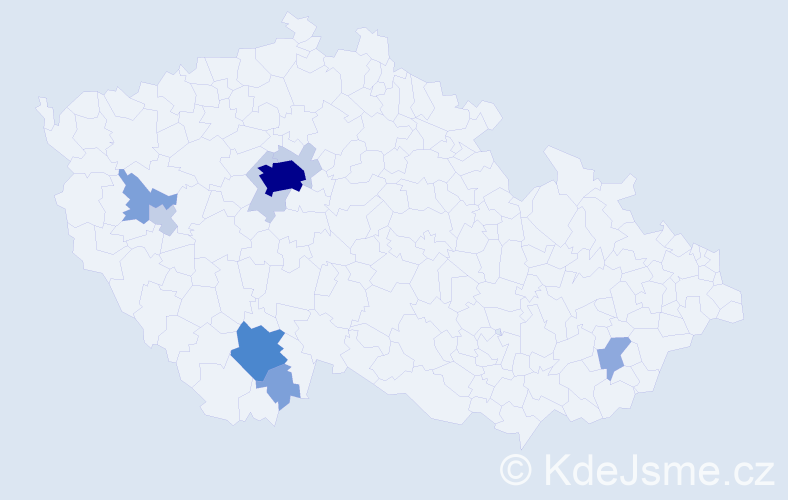 Příjmení: 'Cahyna', počet výskytů 27 v celé ČR