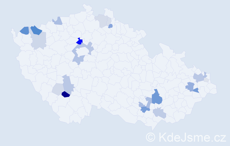 Příjmení: 'Topor', počet výskytů 67 v celé ČR