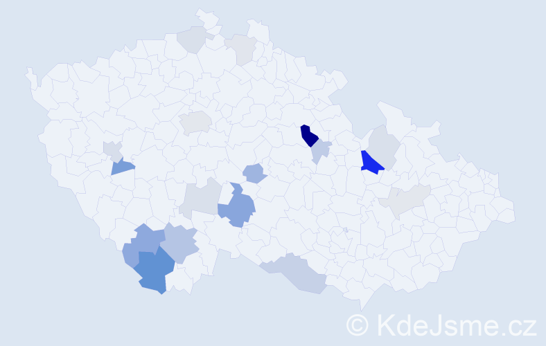 Příjmení: 'Jilek', počet výskytů 43 v celé ČR