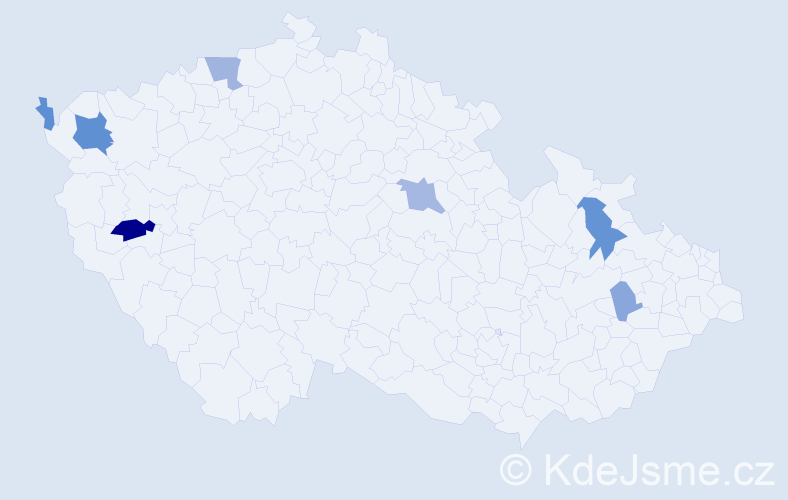 Příjmení: 'Pehaničová', počet výskytů 15 v celé ČR