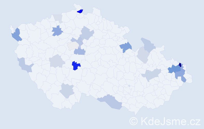 Příjmení: 'Vnenk', počet výskytů 67 v celé ČR