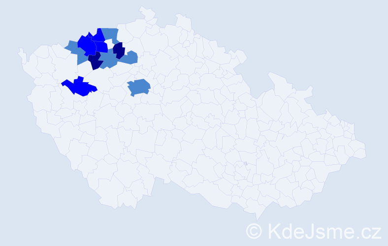 Příjmení: 'Kudrač', počet výskytů 19 v celé ČR